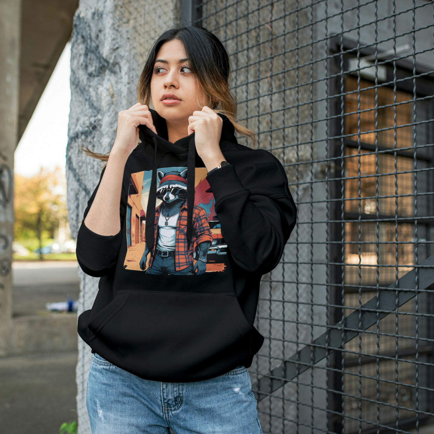 ,,Cool Racoon´´ Waschbär Streetstyle Urban Hoodie