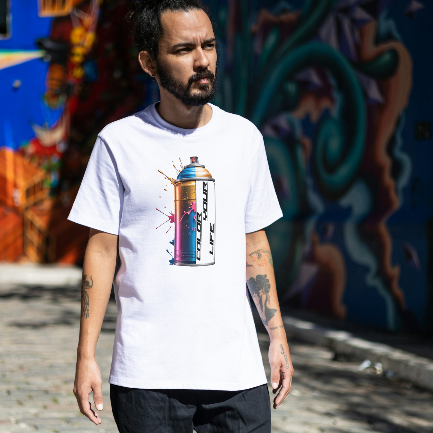 „Color Your Life“ Graffiti Spraydose Streetwear Shirt